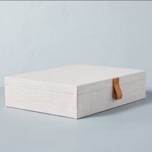 ‼️RARE‼️🎸Hearth+Hand🎸🔥NWT🔥Pair of Lg Square Fabric Boxes+Dividers+Faux Leather